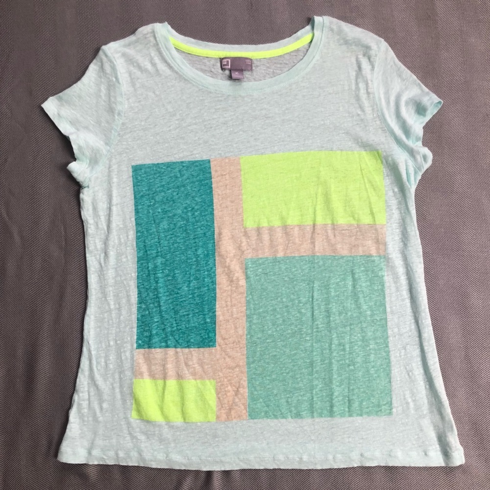 JCP neon color block linen top